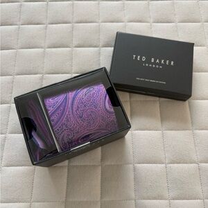 Ted Baker Purple Tie Pocket Square Set with Paisley Design